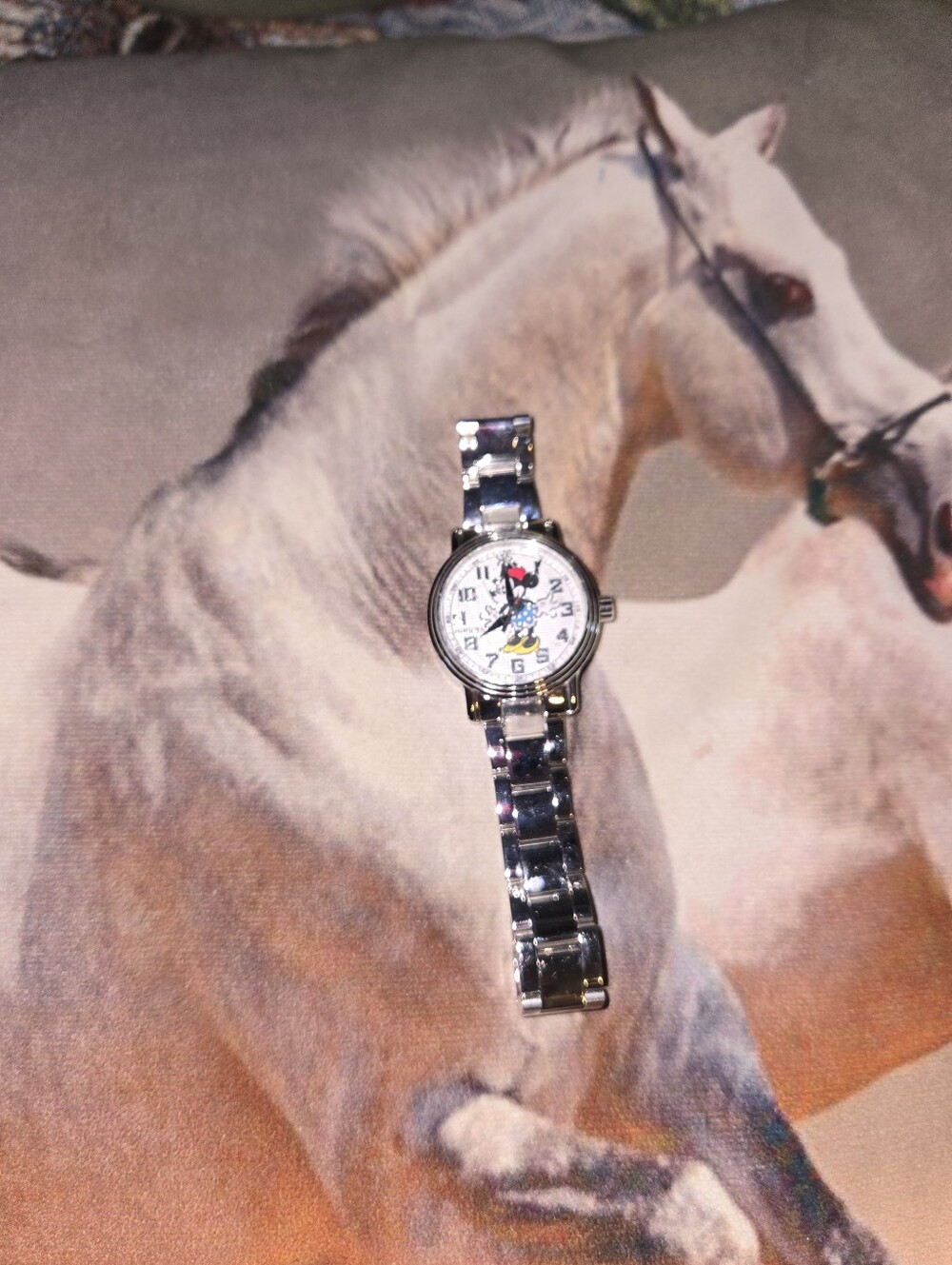 Minnie Mouse Silver Bracelet Watch - White Dial